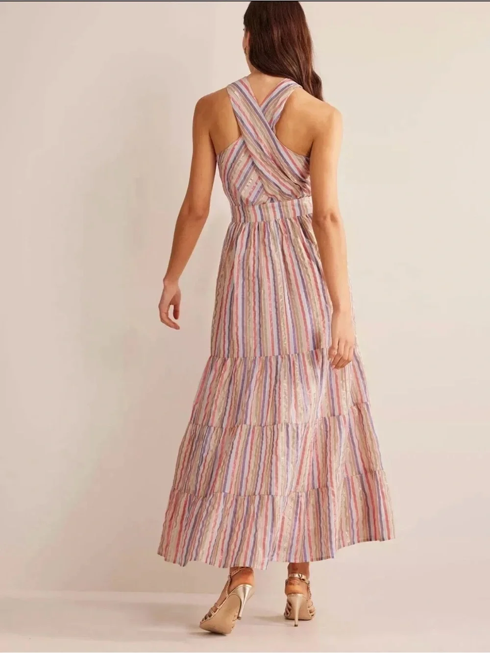 Boden metallic stripe maxi dress size 4 nwt style D0638
